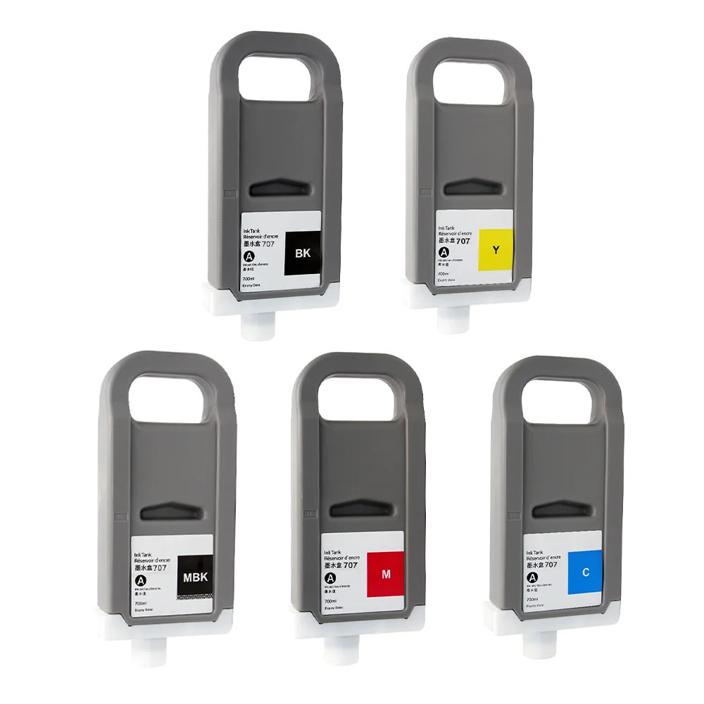 5*700ML PFI 707 Ink Cartridge Full With Pigment Ink for Canon IPF 830/840/850