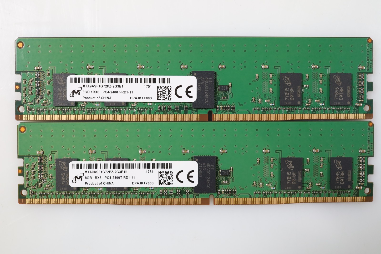 Lot 2x 8GB (16GB) Micron MTA9ASF1G72PZ-2G3B1II PC4-2400T RDIMM Server Memory
