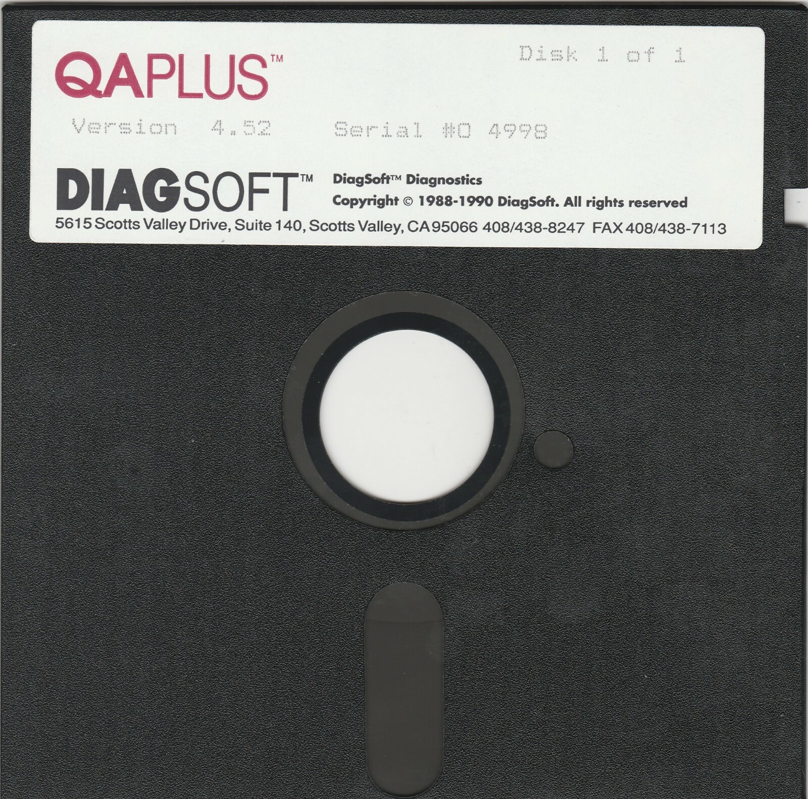 QAPlus by DiagSoft Diagnostics Version 4.52 ~ 1990