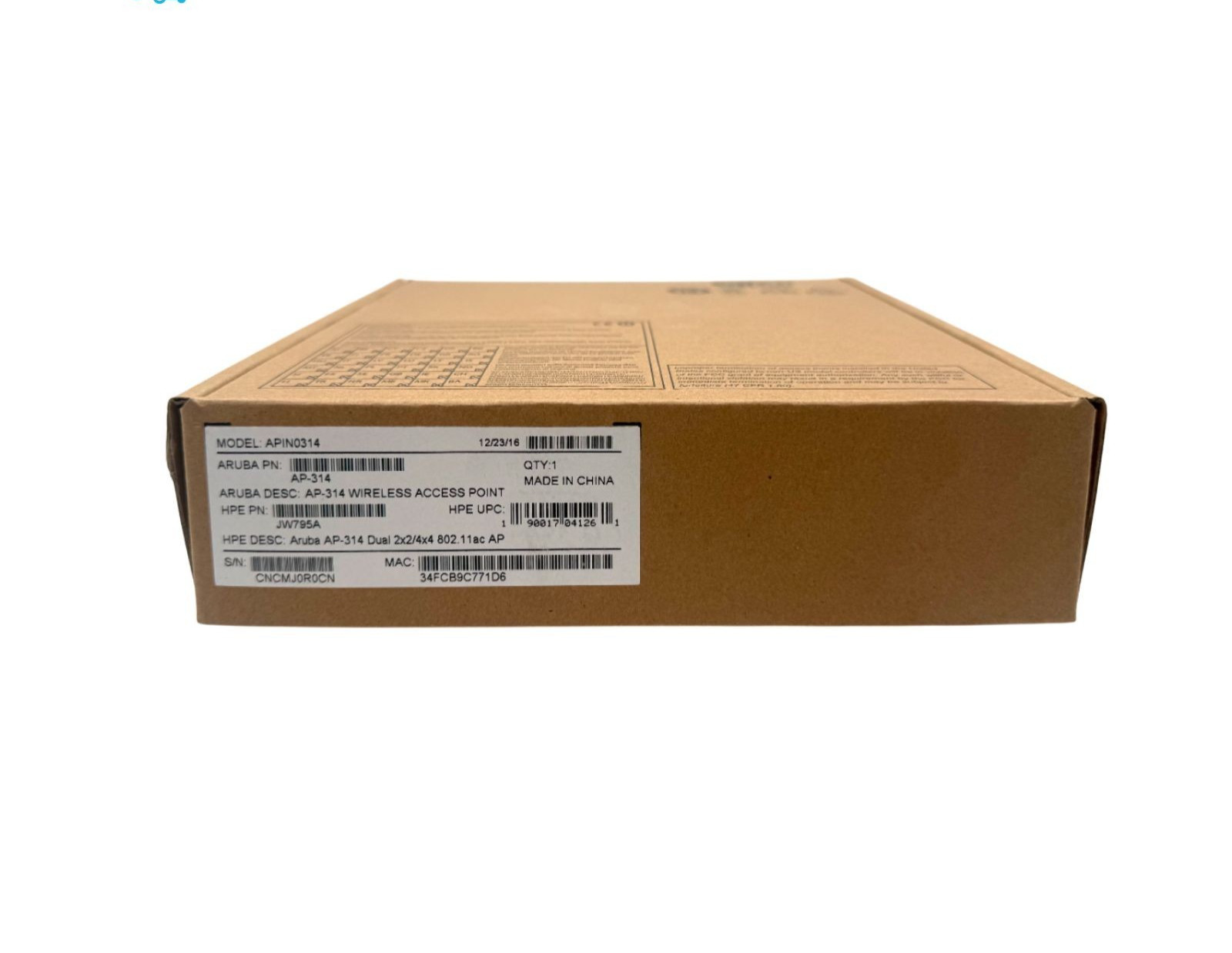 JW795A HPE Aruba AP-314 802.11n/ac Dual 2x2:2/4x4:4 MU-MIMO Dual Radio AP Access