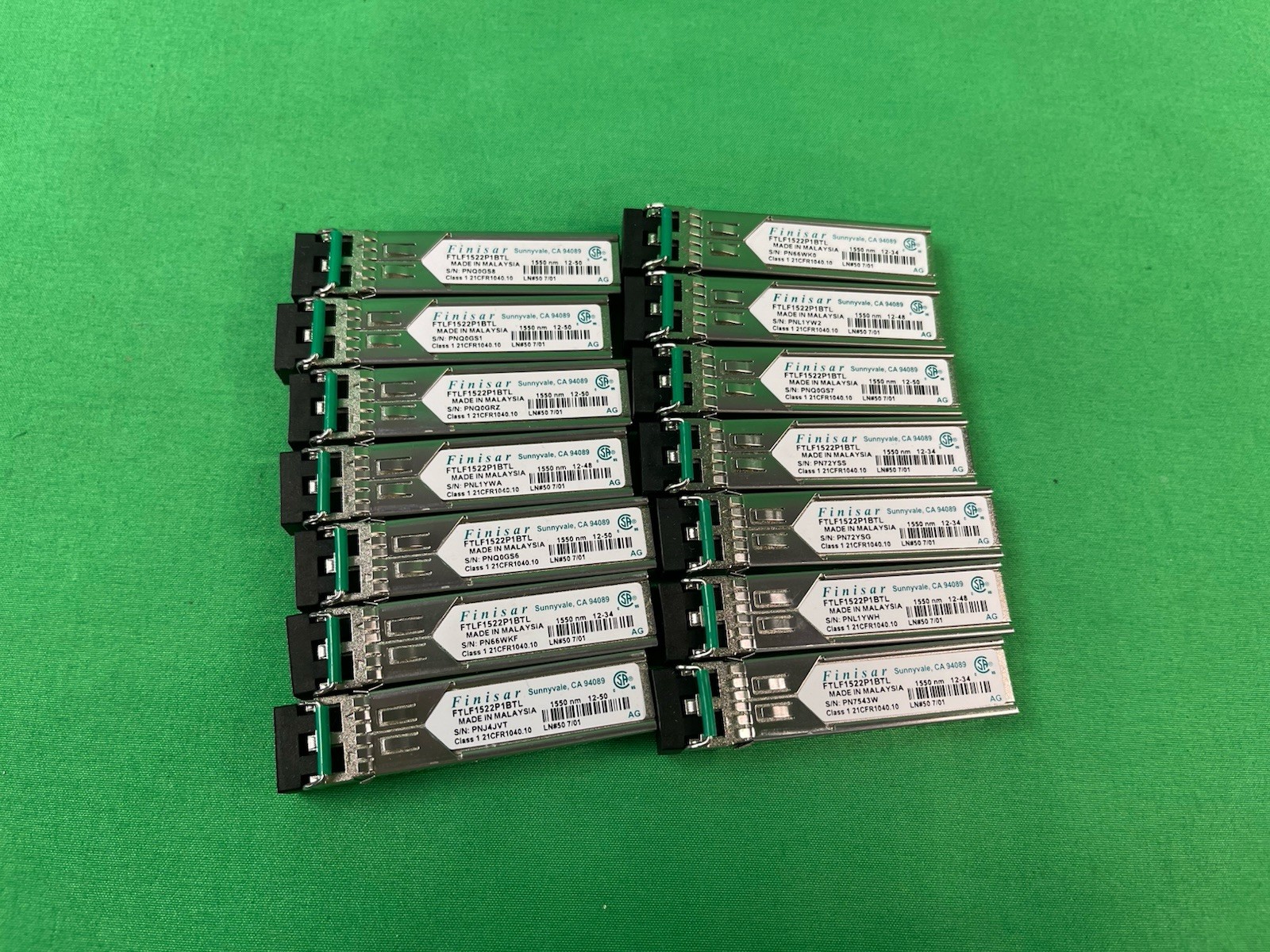 (Lot Of 14) Finisar FTLF1522P1BTL 1550 nm SFP Optical Transceiver Modules