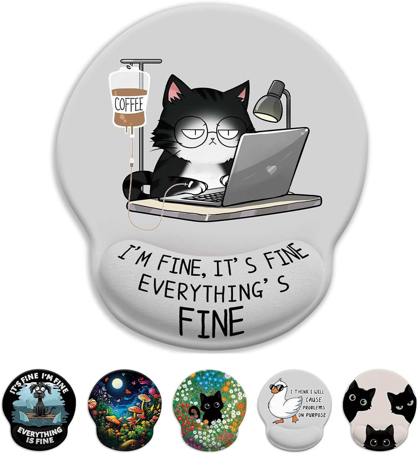 Cat Ergonomic Mouse Pad with Wrist Rest, Gaming Mouse Pad with Wrist Support, Fu