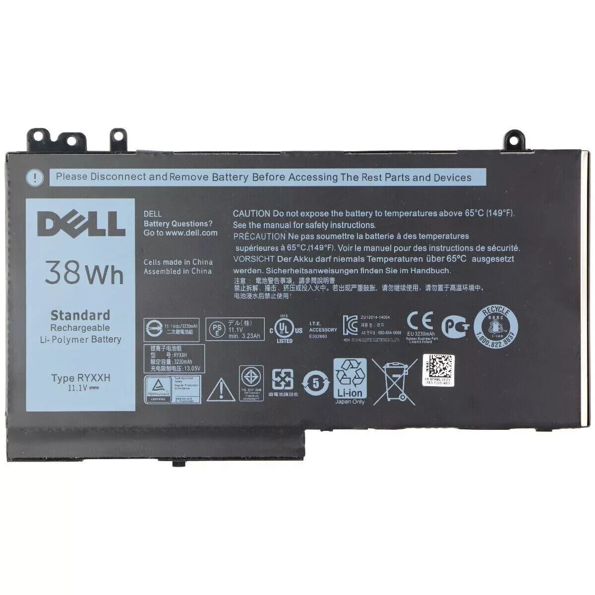 Genuine 38Wh RYXXH Battery for Dell Latitude 11 3150 3160 Series R5MD0 YD8XC NEW
