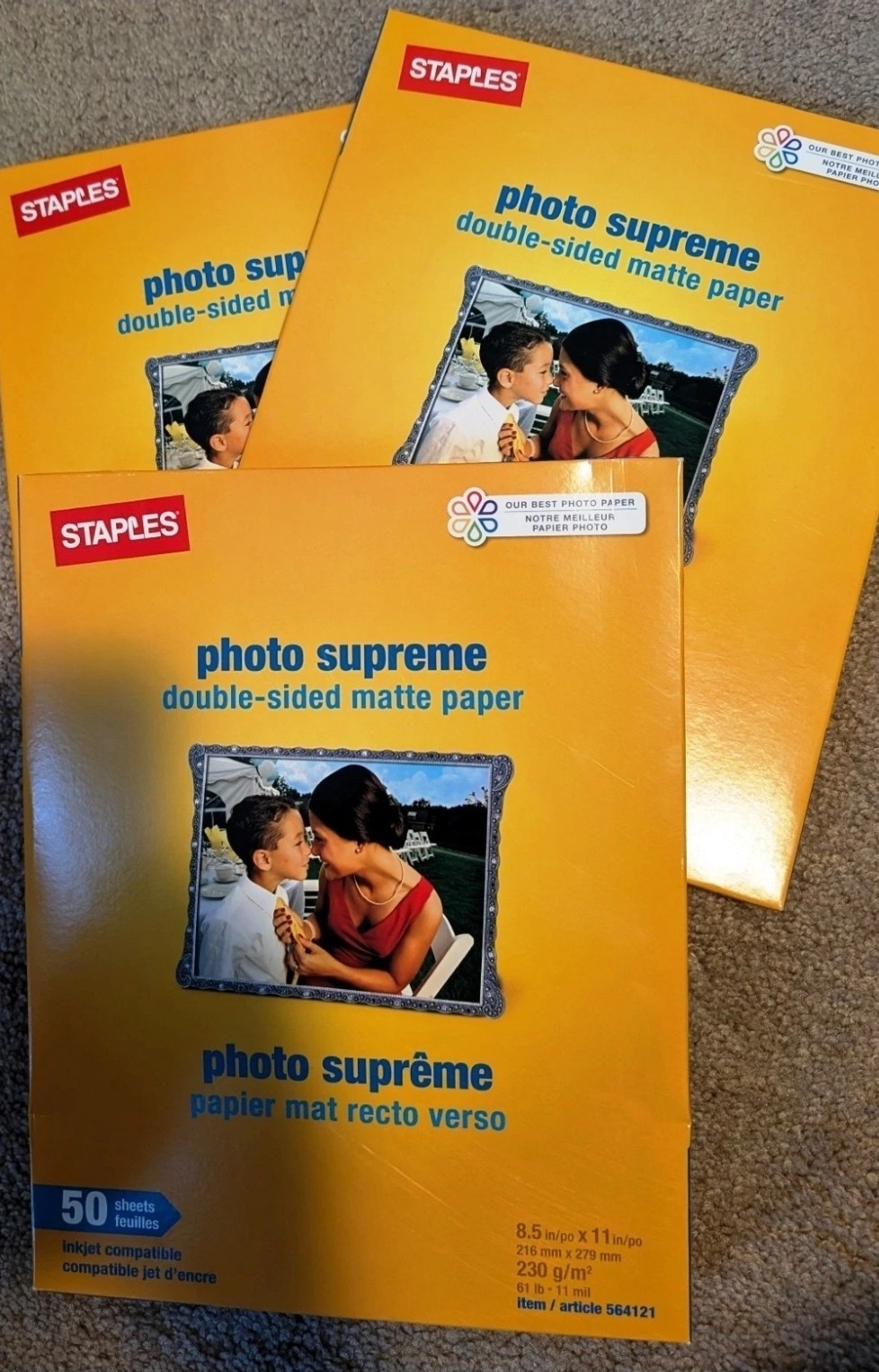 LOT 2 Staples Photo Supreme Double-Sided Matte Paper 50 Sheets 8.5 X 11 New NIP
