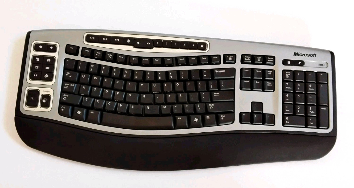 Microsoft Wireless Laser Keyboard 6000 v2.0 Model 1074 Ergonomic No Receiver