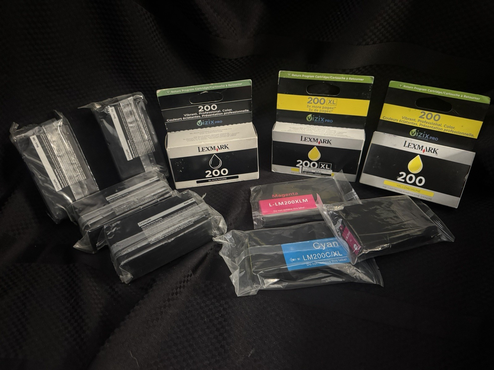 New Genuine LEXMARK 200 & 200 XL Ink Cartridges 10 pcs Black/Cyan/Yellow/Magenta
