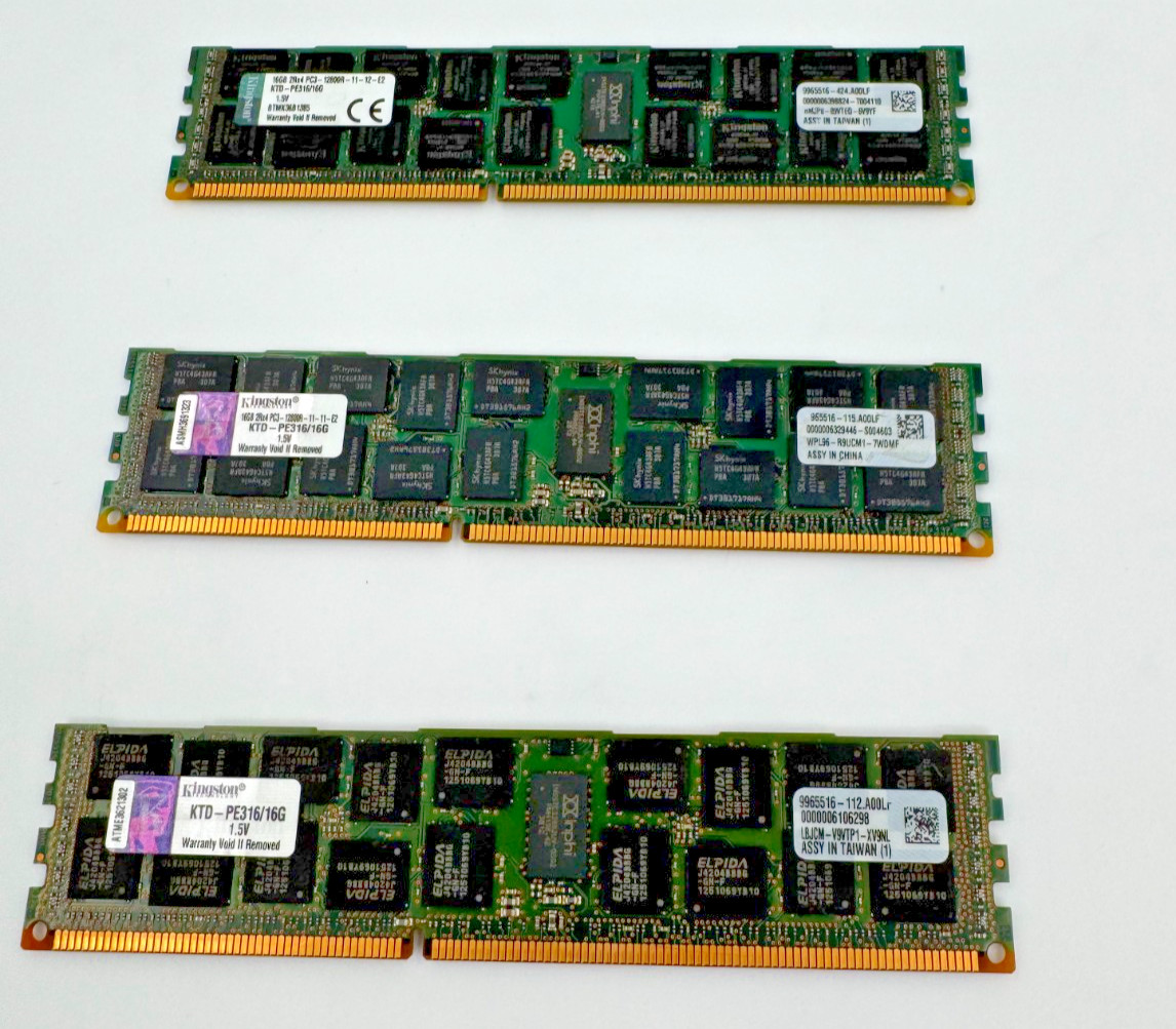 Kingston 48GB 3x16GB DDR3-1600 ECC RDIMM KTD-PE316/16G Server RAM