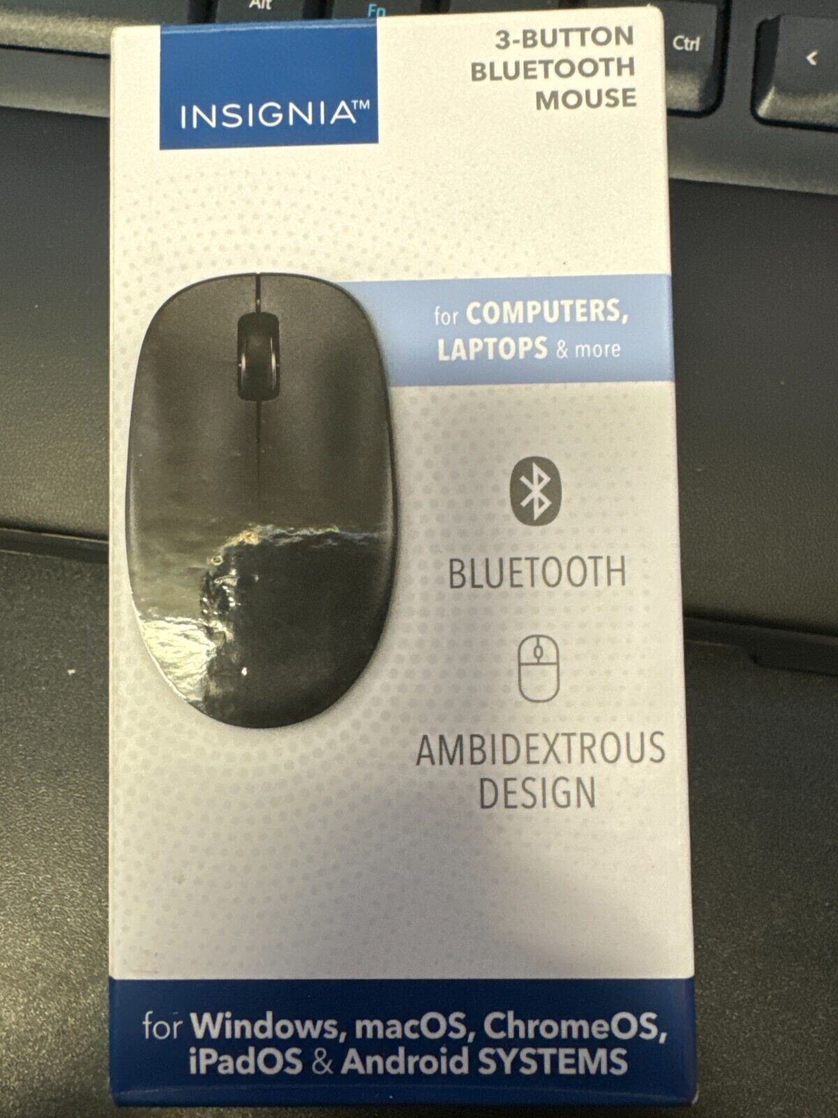 Insignia Bluetooth wireless travel 3-Button Mouse for Mac PC Laptop Chrome iPad