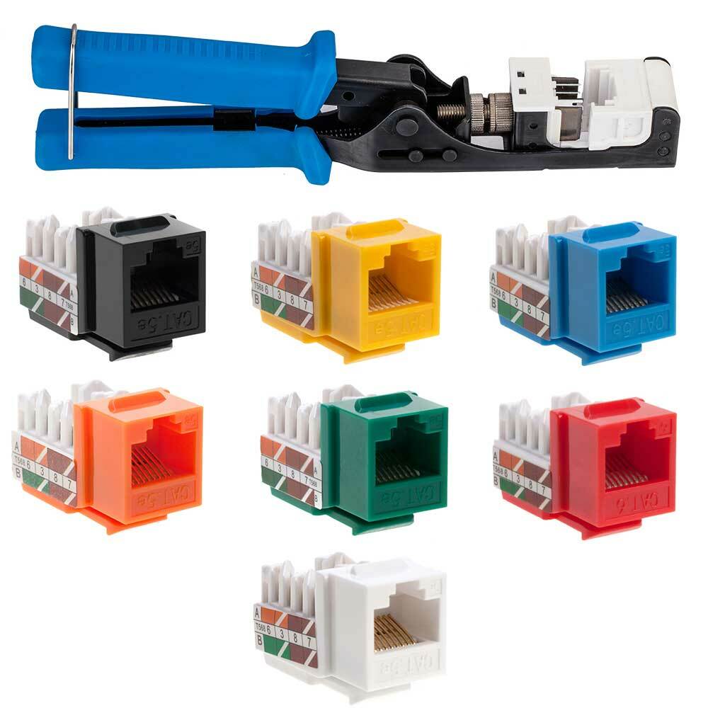 Cat5e Keystone Jack Network Ethernet 45 Degree RJ45 Tool Punch down Set lot