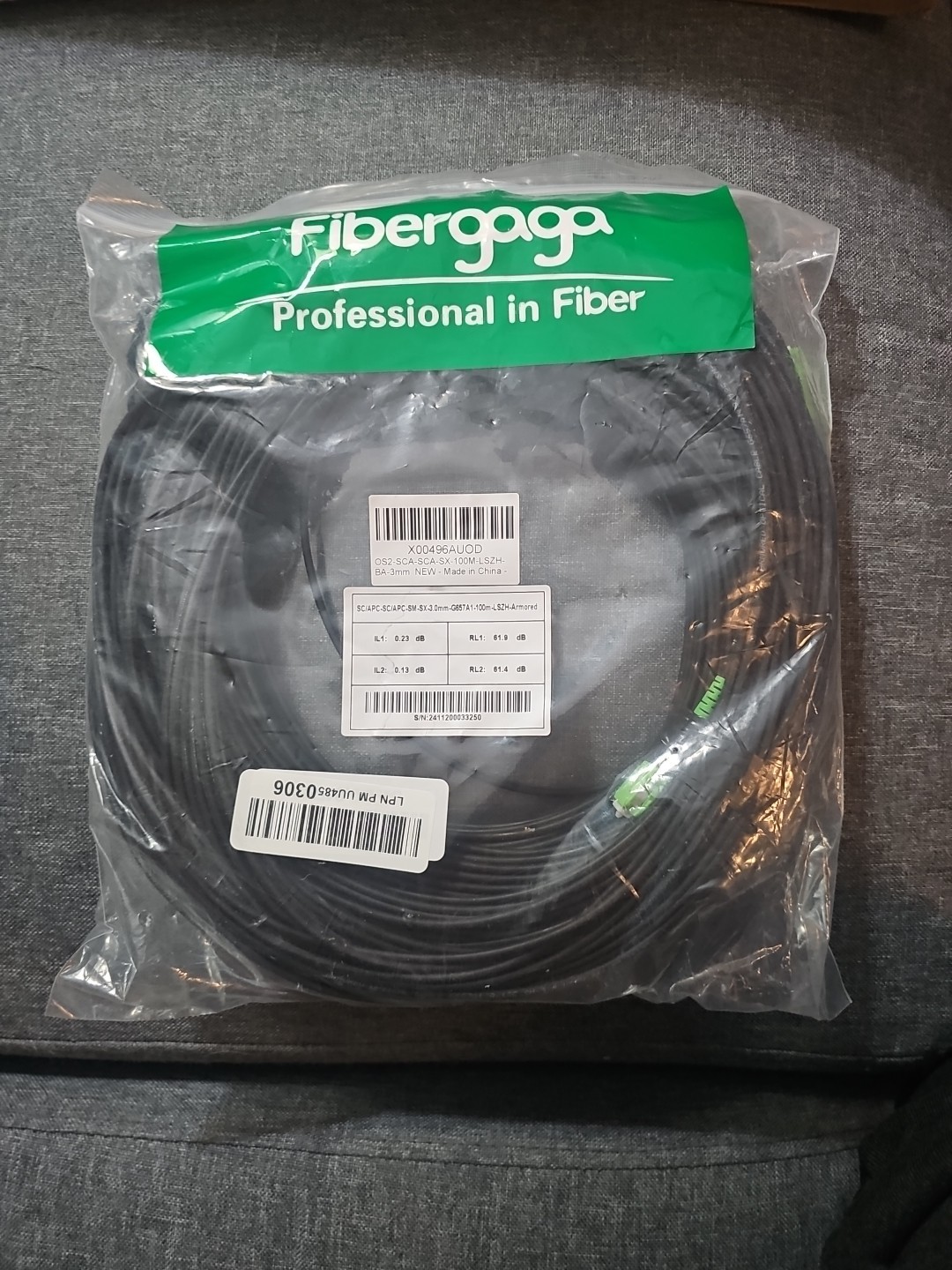 Fibergaga 100M/328ft SCA to SCA Outdoor Fiber Optic Cable, Simplex Single Mode,