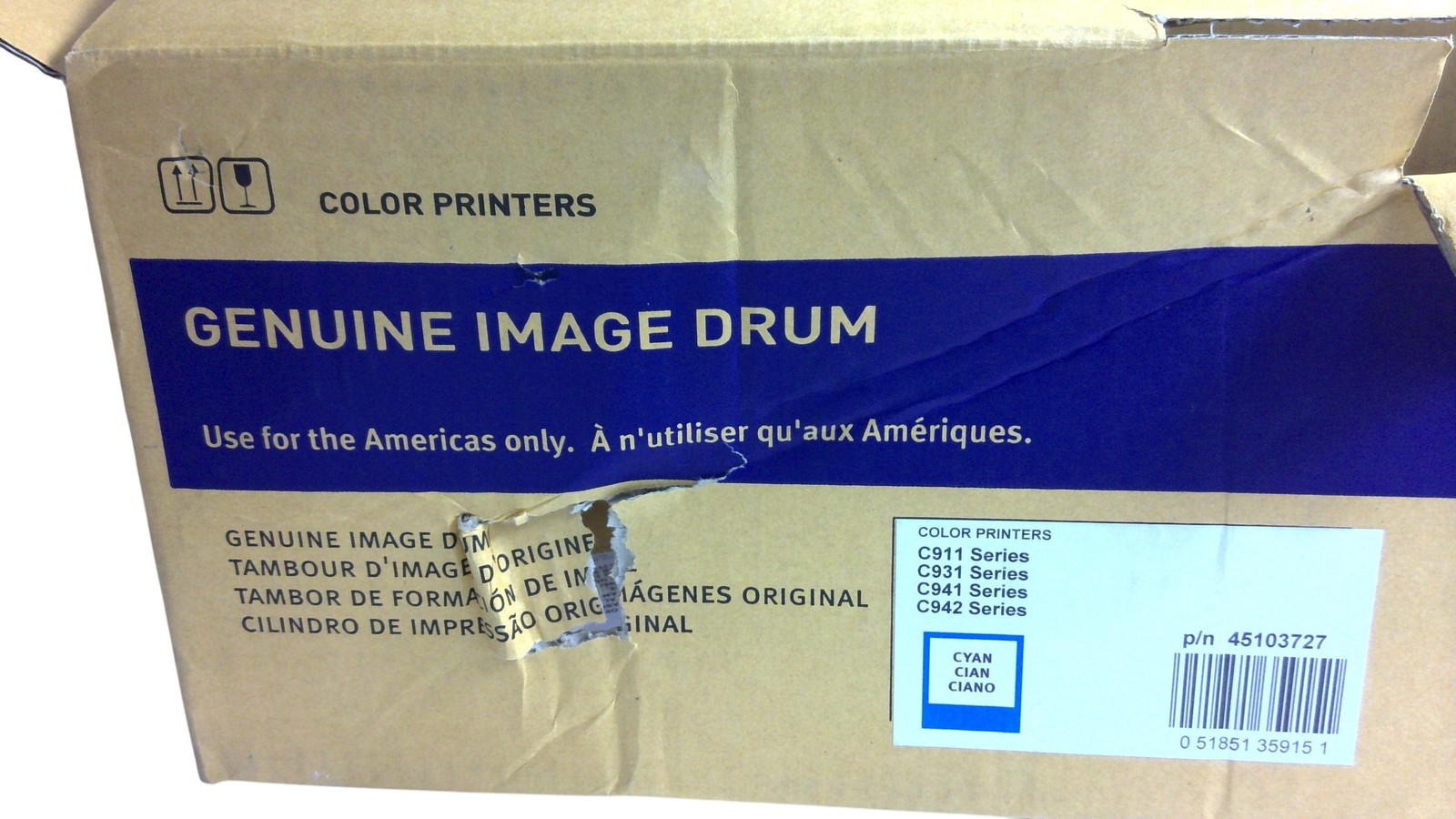 OKI 45103727 Genuine Cyan Image Drum For C911 C931 C941 C942 Color Printers