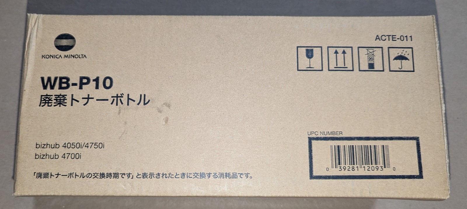 Genuine Konica Minolta WB-P10 ACTE011 Waste Toner Container Bizhub 4050i/4700i