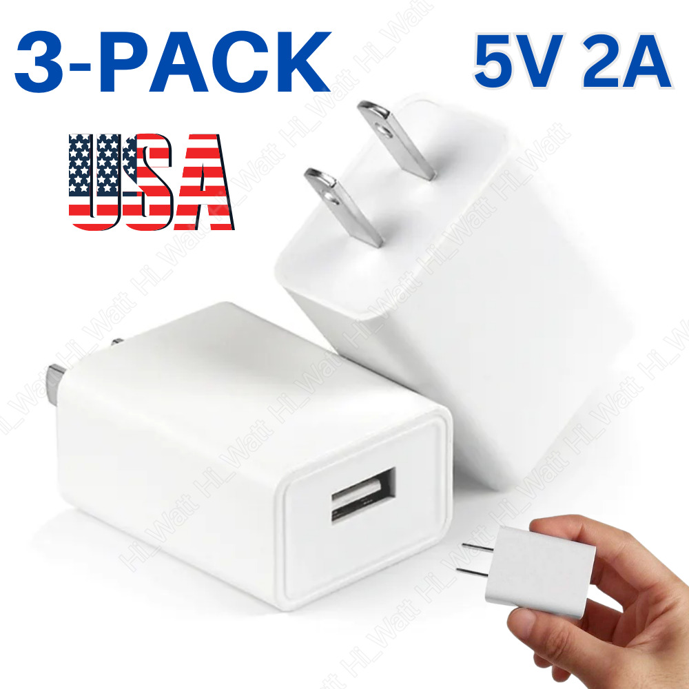 3 Pack Universal 5V 2A US Plug USB AC Wall Charger Power Adapter For Smart Phone