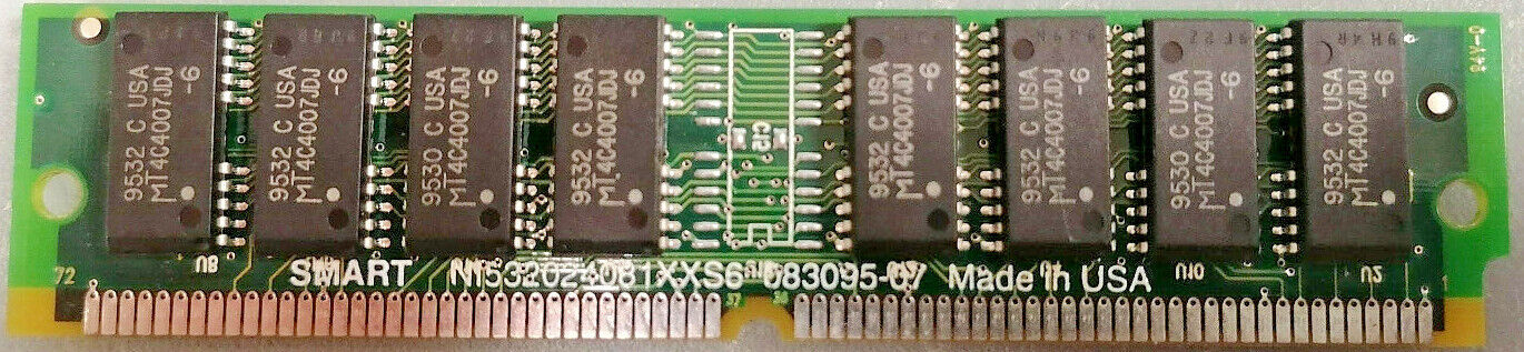 Vintage Smart Modular 72 pin 16MB Non parity FastPage EDO Micron Chips USA MADE