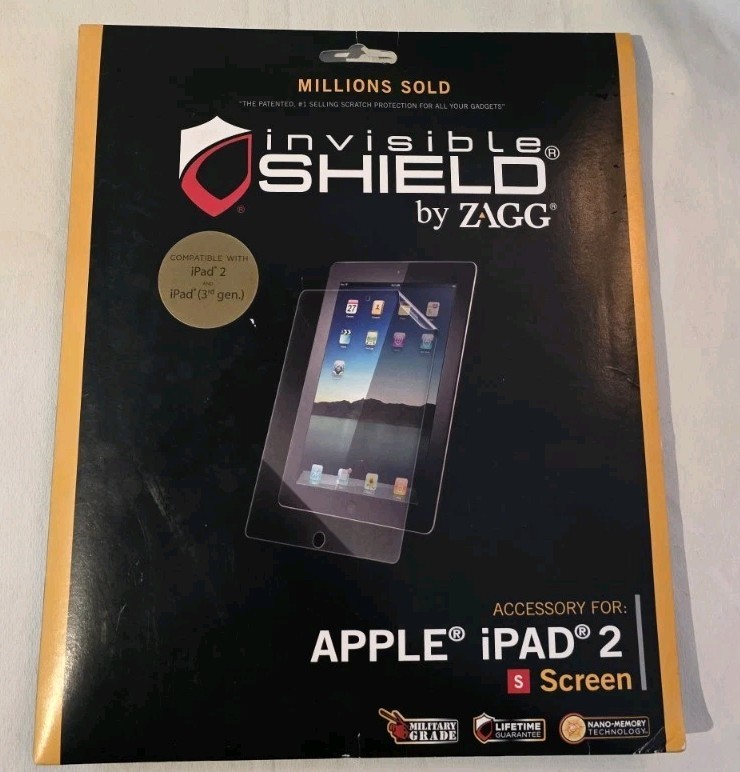 APPLE IPAD 2 & 3rd Gen Invisible Sheild Screen Protector By Zagg Sealed In Box