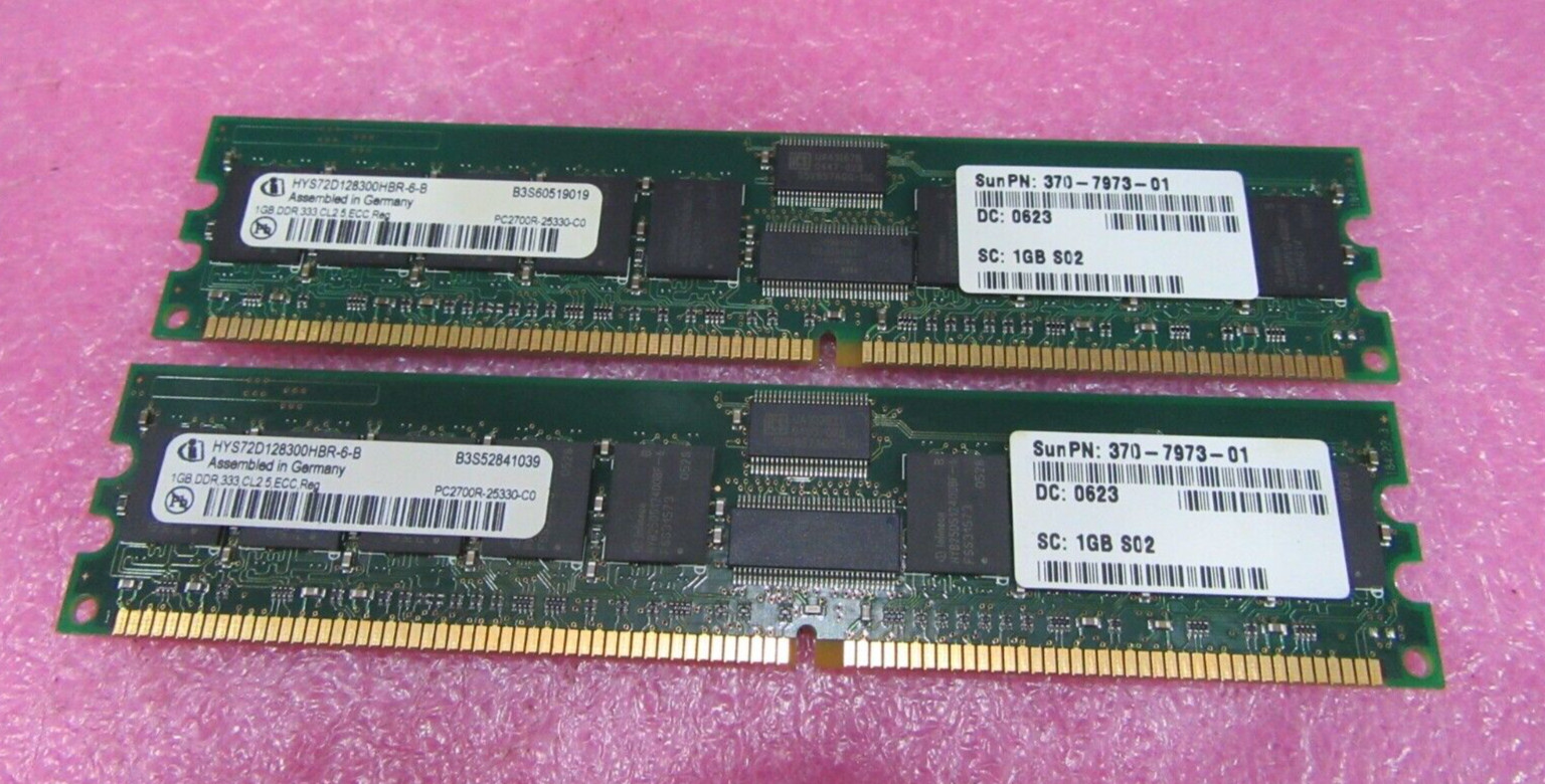 Sun X7704A-4 370-7973 2GB Kit ( 2 * 1GB Dimm ) for Netra240 Infinion - L4603