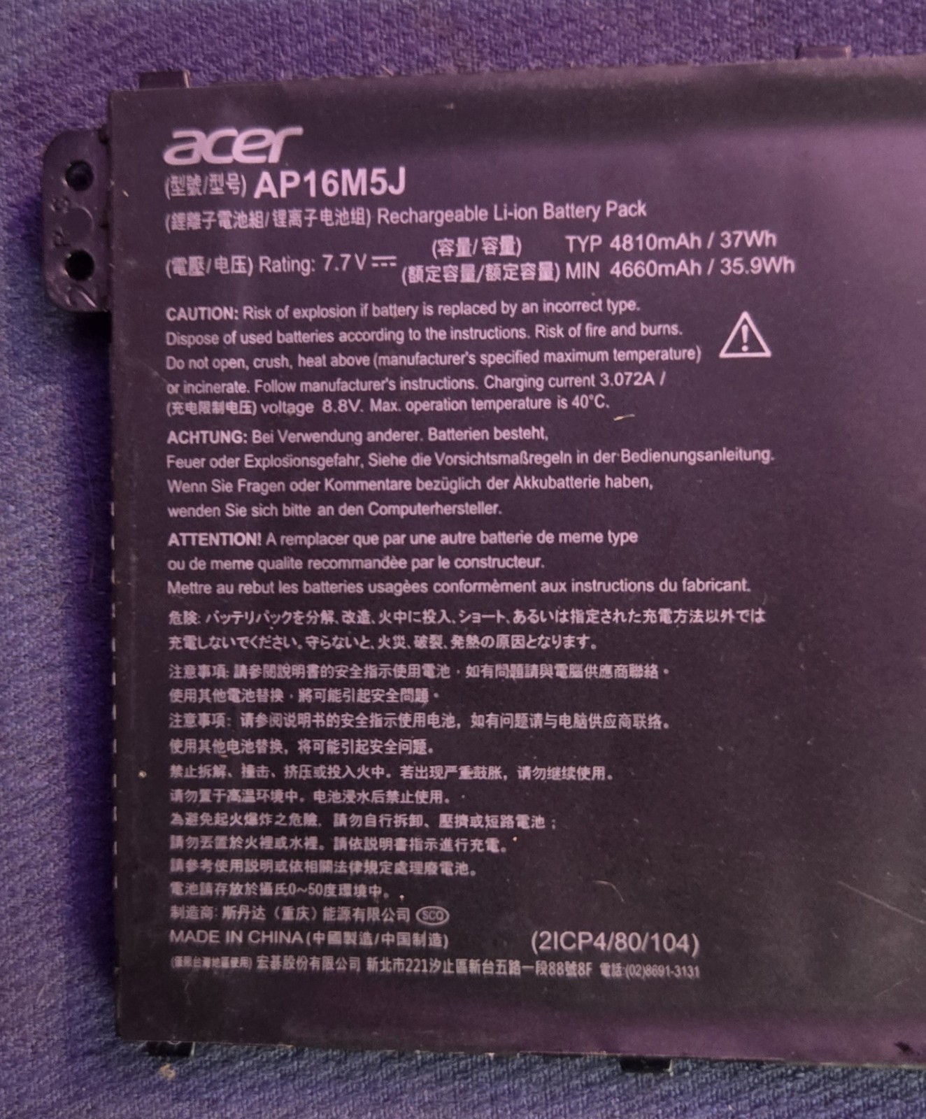 Genuine Laptop Battery AP16M5J For Acer Aspire 3 A314-31 A315-21 A315-51 ES1-523