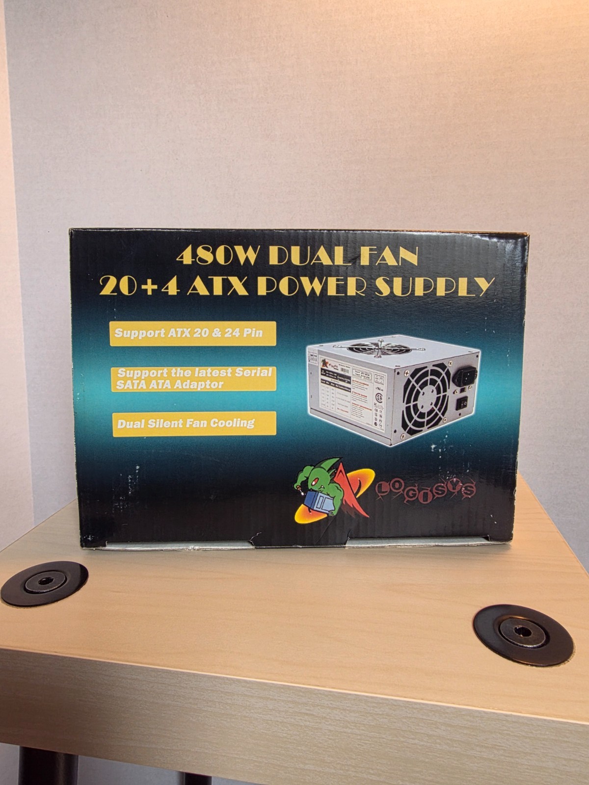 logisys corp 480W 20+4 pin dual Fan 20+4 atx power supply (PS480D2) dual sata