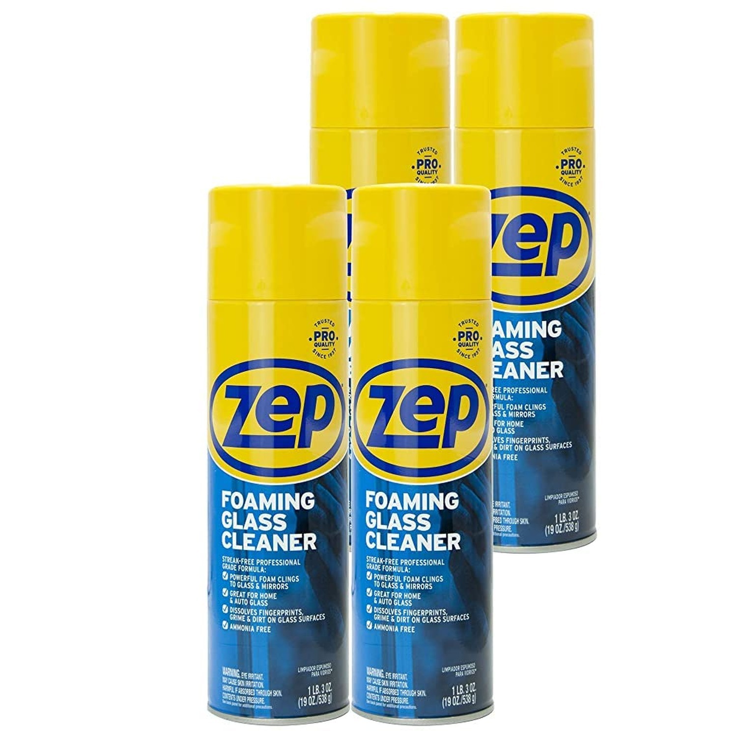 Zep Foaming Glass and Plexiglass Cleaner - 19 oz (Case of 4) ZUFGC19 - Foamin...