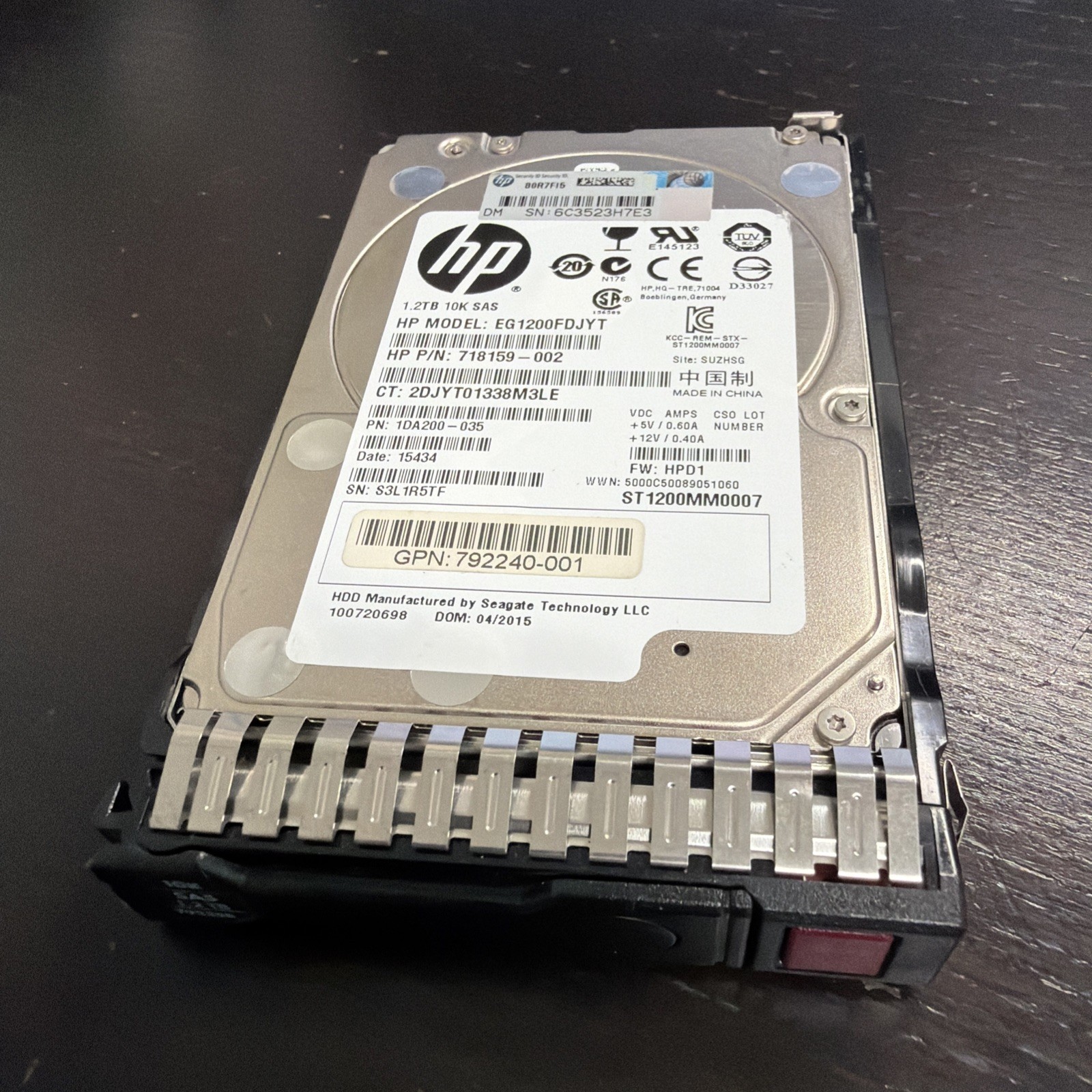HP EG1200FDJYT  718159-002 1.2TB 10K SAS HARD DRIVE