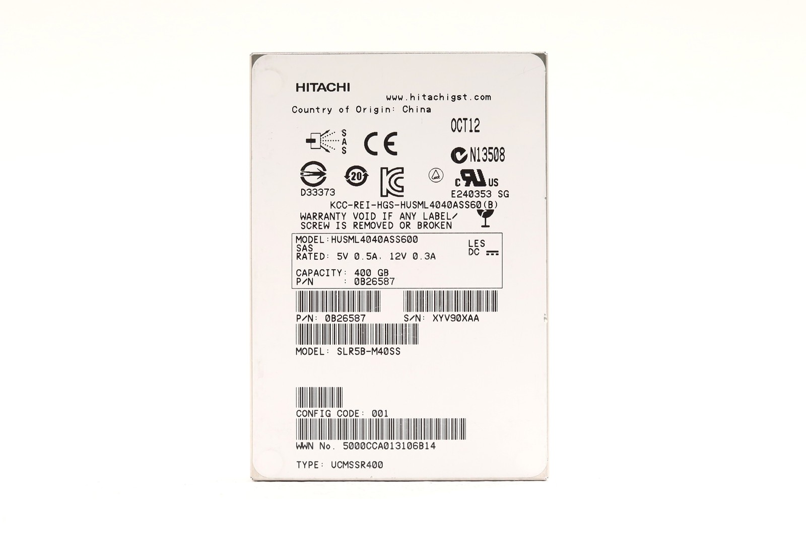 Hitachi HUSML4040ASS600 400GB 2.5" 6Gb/s SAS Solid State Drive P/N: 0B26587
