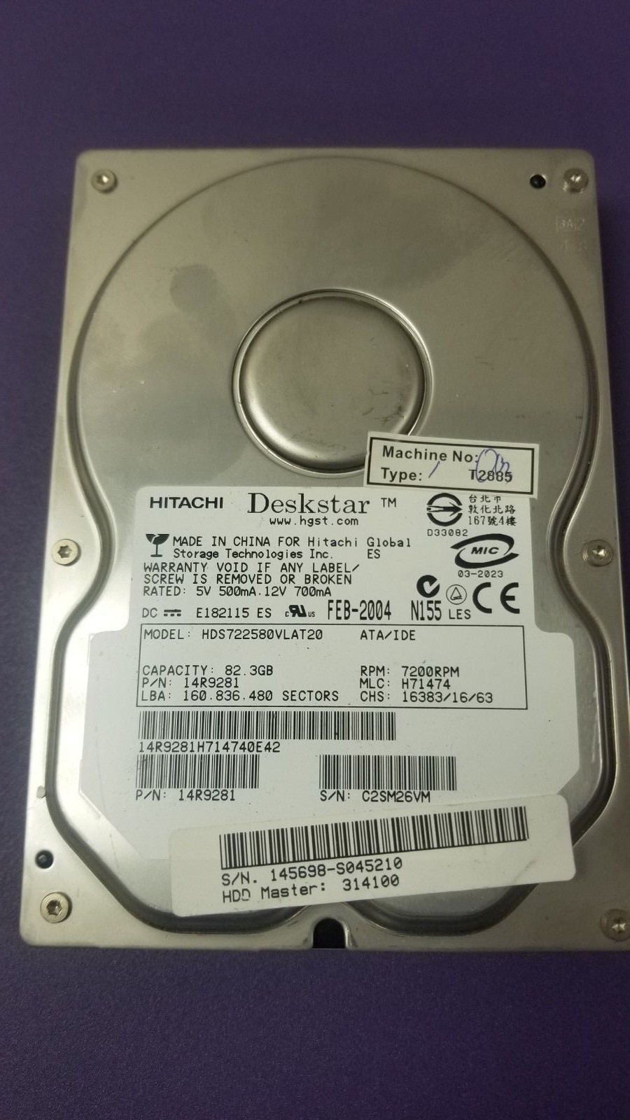 Hitachi Deskstar 7K250 80GB 7200RPM 3.5" IDE Hard Drive HDS722580VLAT20 14R9281