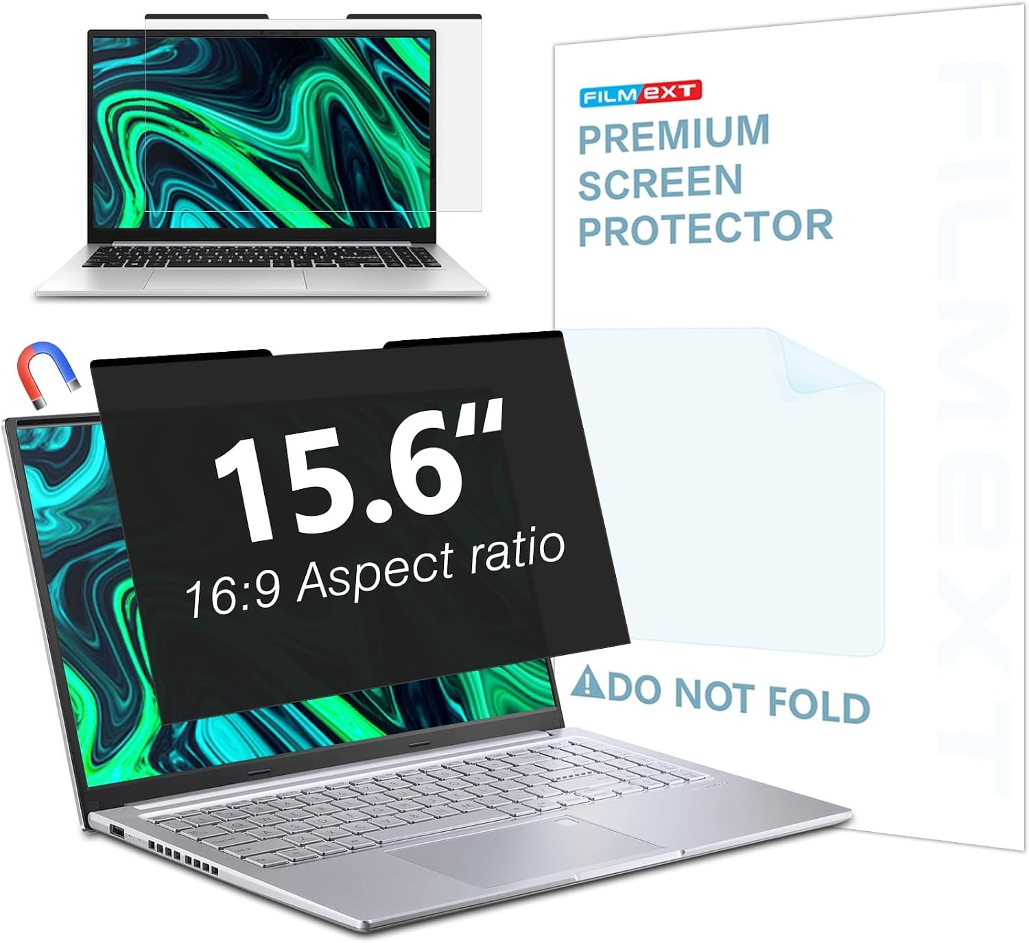 Magnetic Laptop privacy screen 15.6 inch for 16:9 Widedisplay, Removable Shield