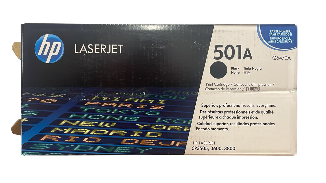Original HP 501A Q6470A Black Toner Cartridge New Open Box