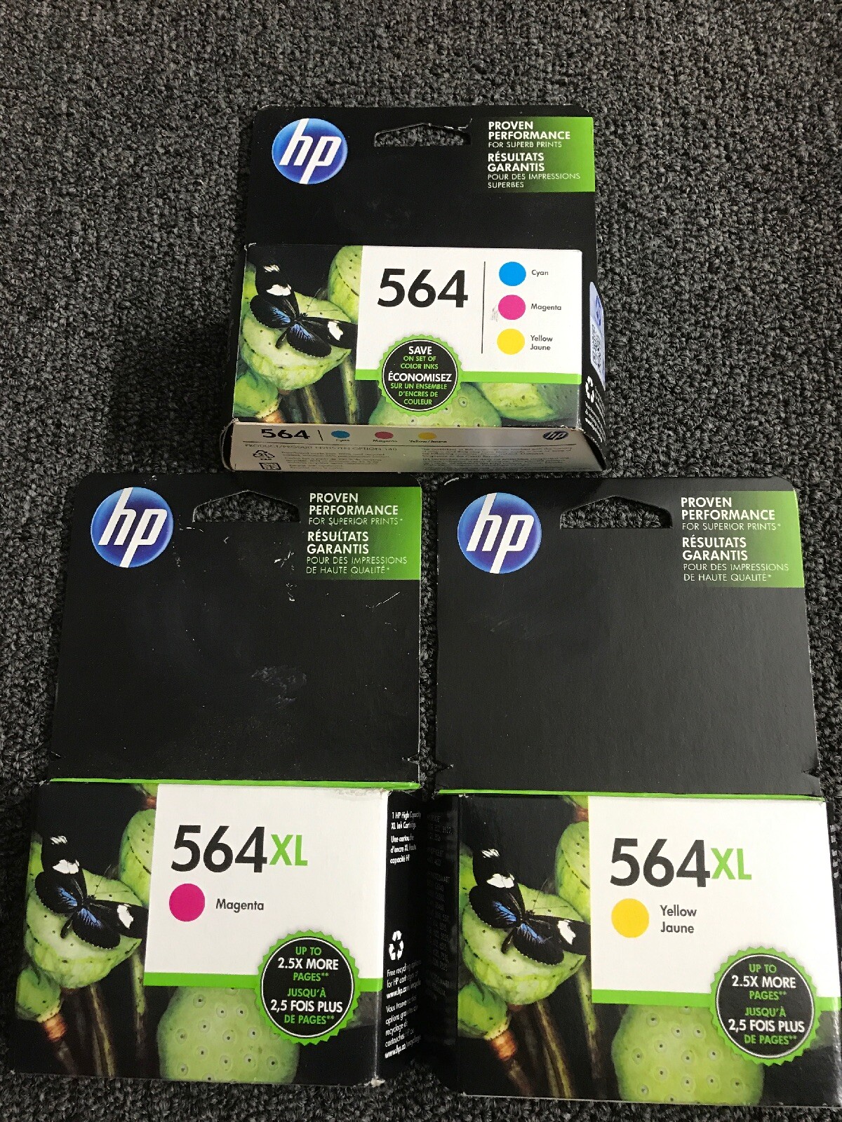 HP 664 Genuine 564 Tri Color, 2x 564xl(magenta And Yellow) Expiation 2016-2018