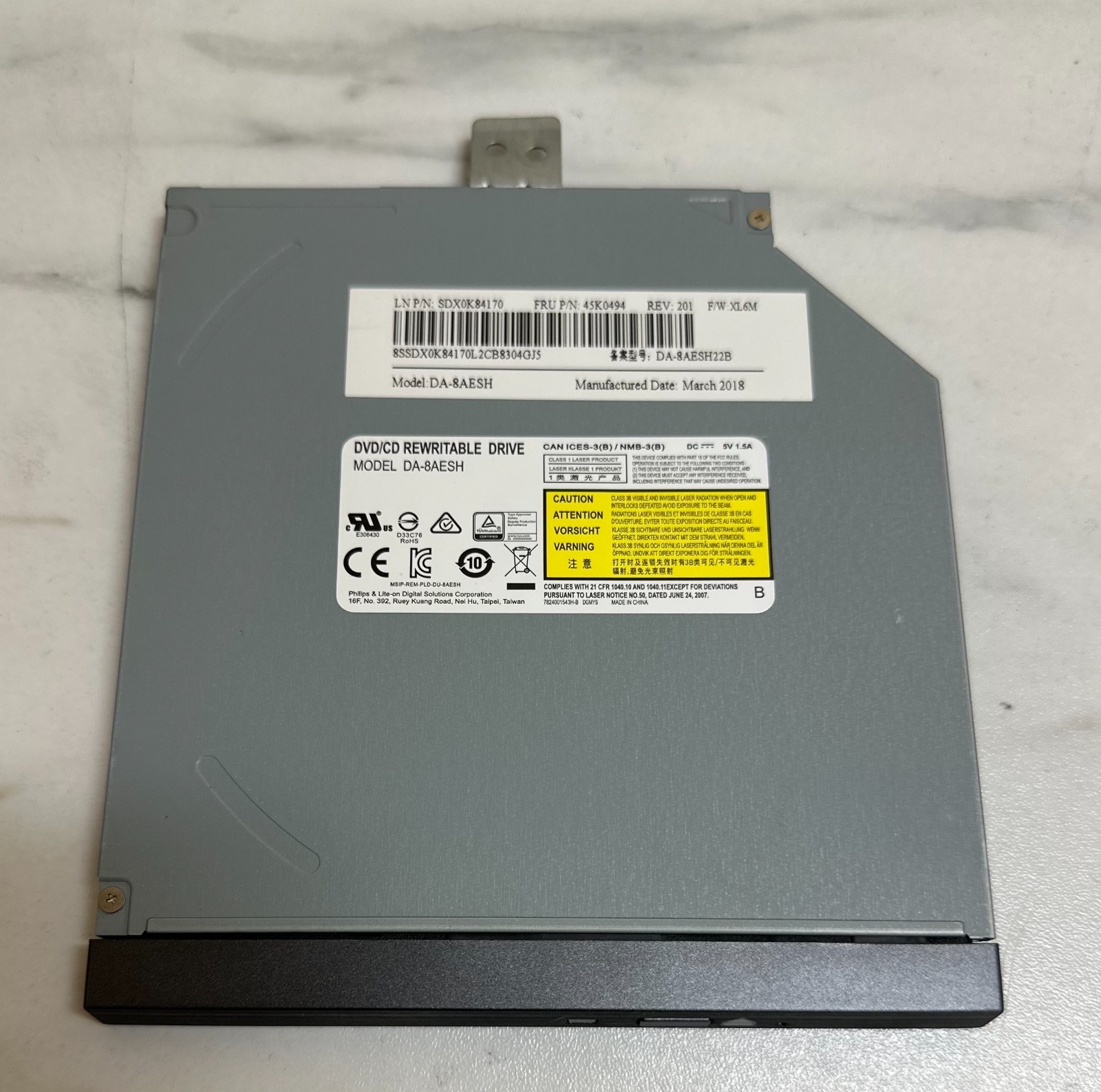 Philips Lite-On DVD/CD Rewritable Drive DA-8AESH-22B /SDX0K84170 /45K0494 Lenovo