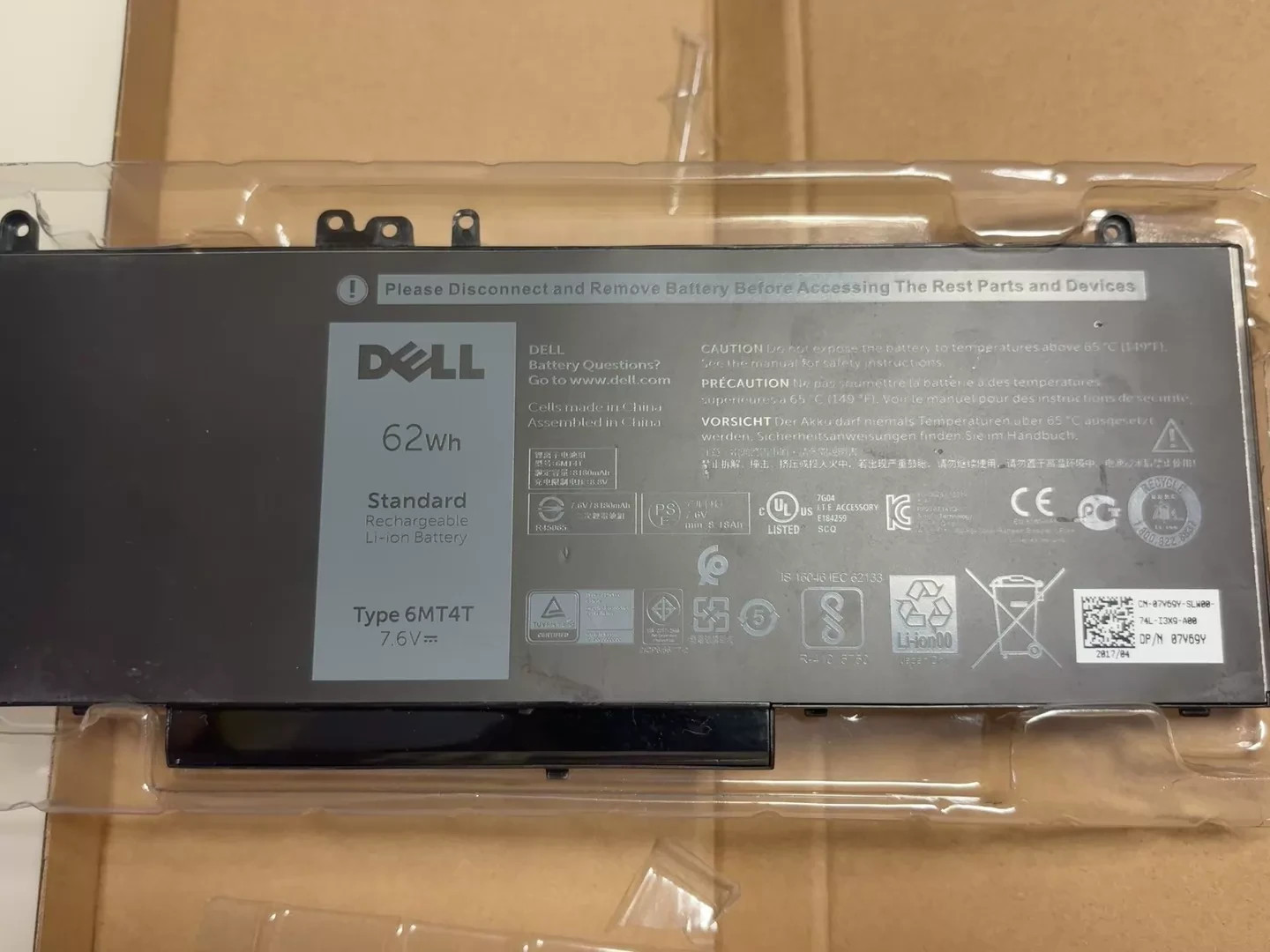 Genuine OEM 6MT4T 62WH Battery For Dell Latitude E5470 E5570 6MT4T 07V69Y 7V69Y