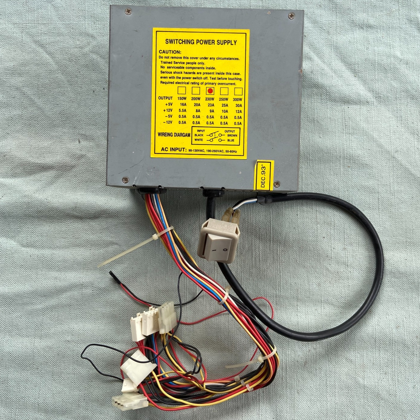 IBM JEC JS-618 Vintage Power Supply Switching 230W 1993 Mighty Power MP-7150A ?
