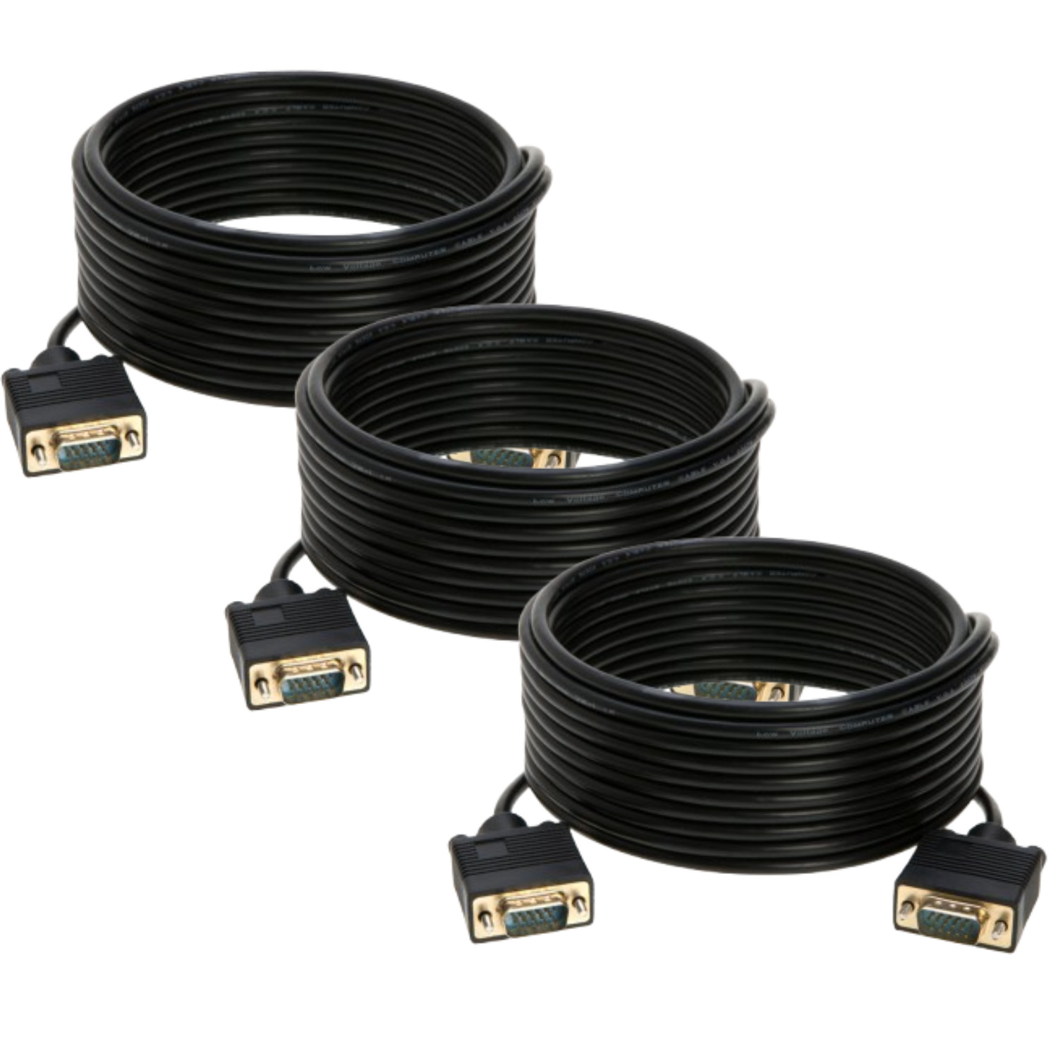 3 x 100ft SVGA VGA Cable Male to Male M/M Monitor Cord TV HDTV Full HD15 Laptop