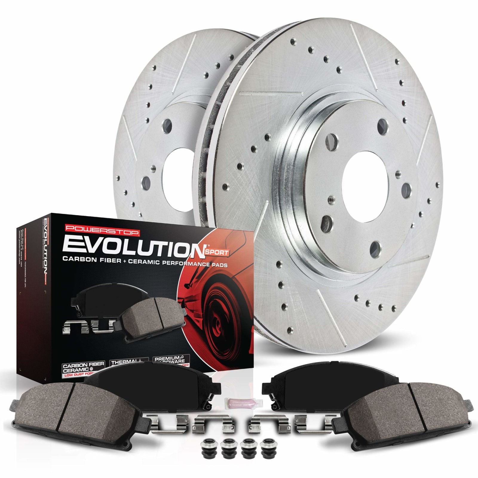 PowerStop Z23 Rear Brake Kit Acura TLX 2021-25 K8774 Drilled Slotted Rotors Pads