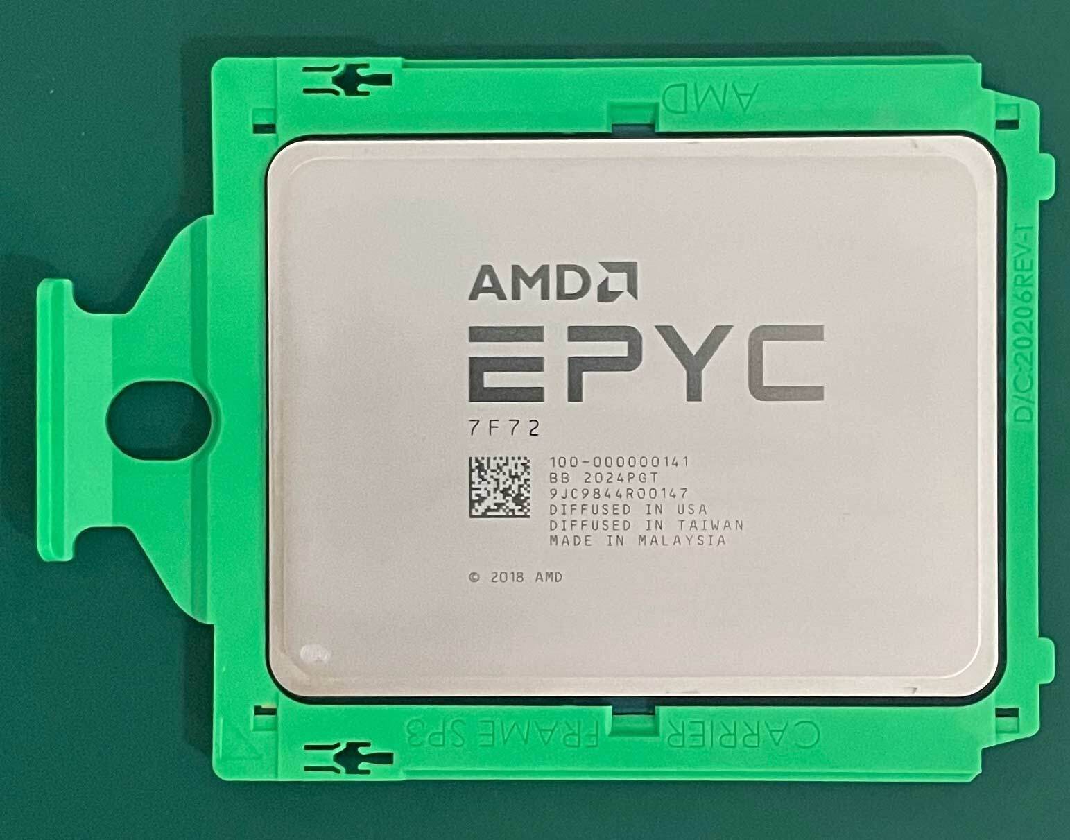 AMD epyc 7F72 24 core 48 thread 3.2GHz 192MB 240W CPU processor (unlocked)