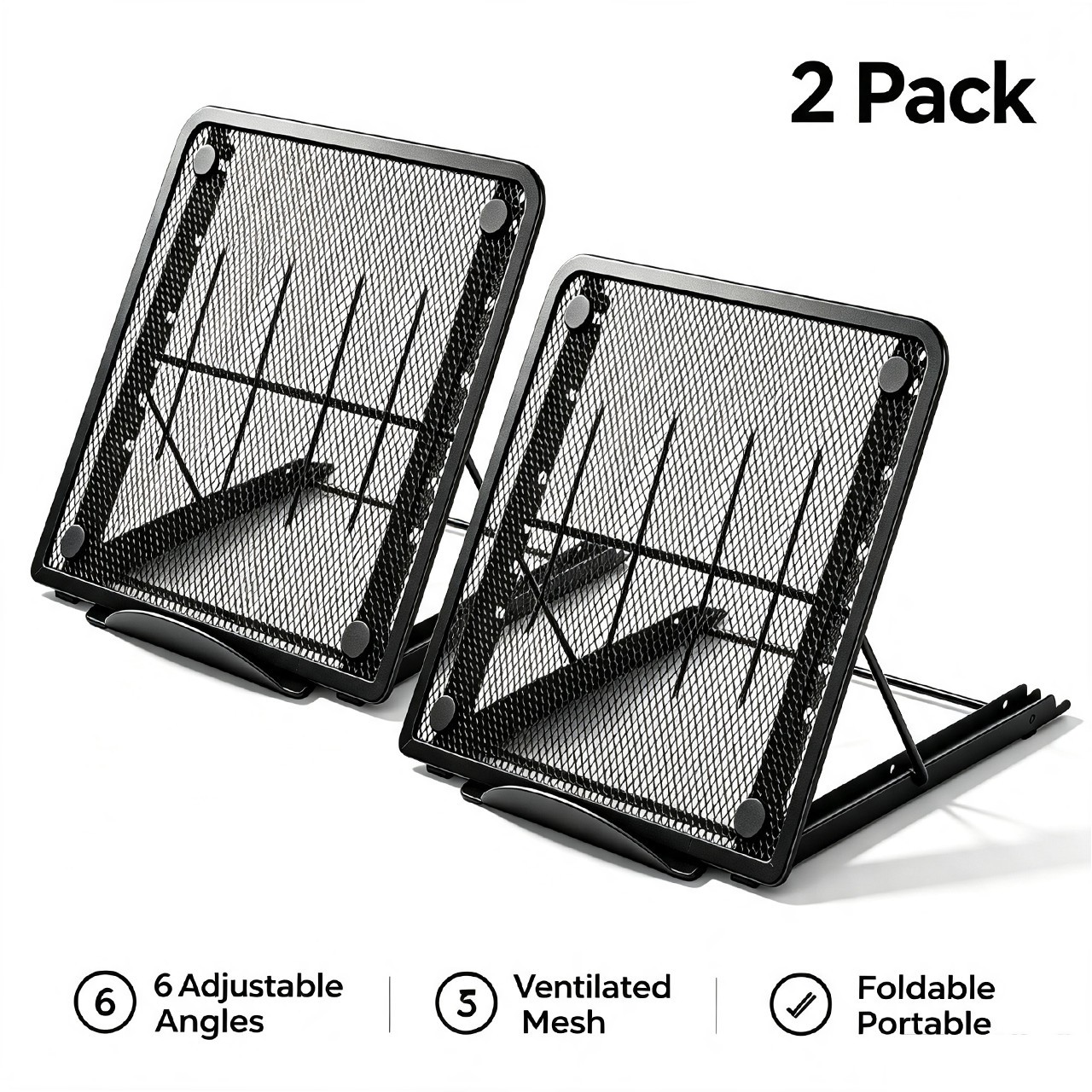 2PCS Foldable Aluminum Laptop Stand Adjustable Cooling Holder for MacBook 10-14"