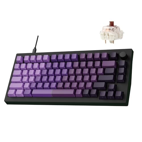 LEMOKEY X4 QMK Wired Mechanical 75% Layout South-Facing Red Backlit STP - Purple