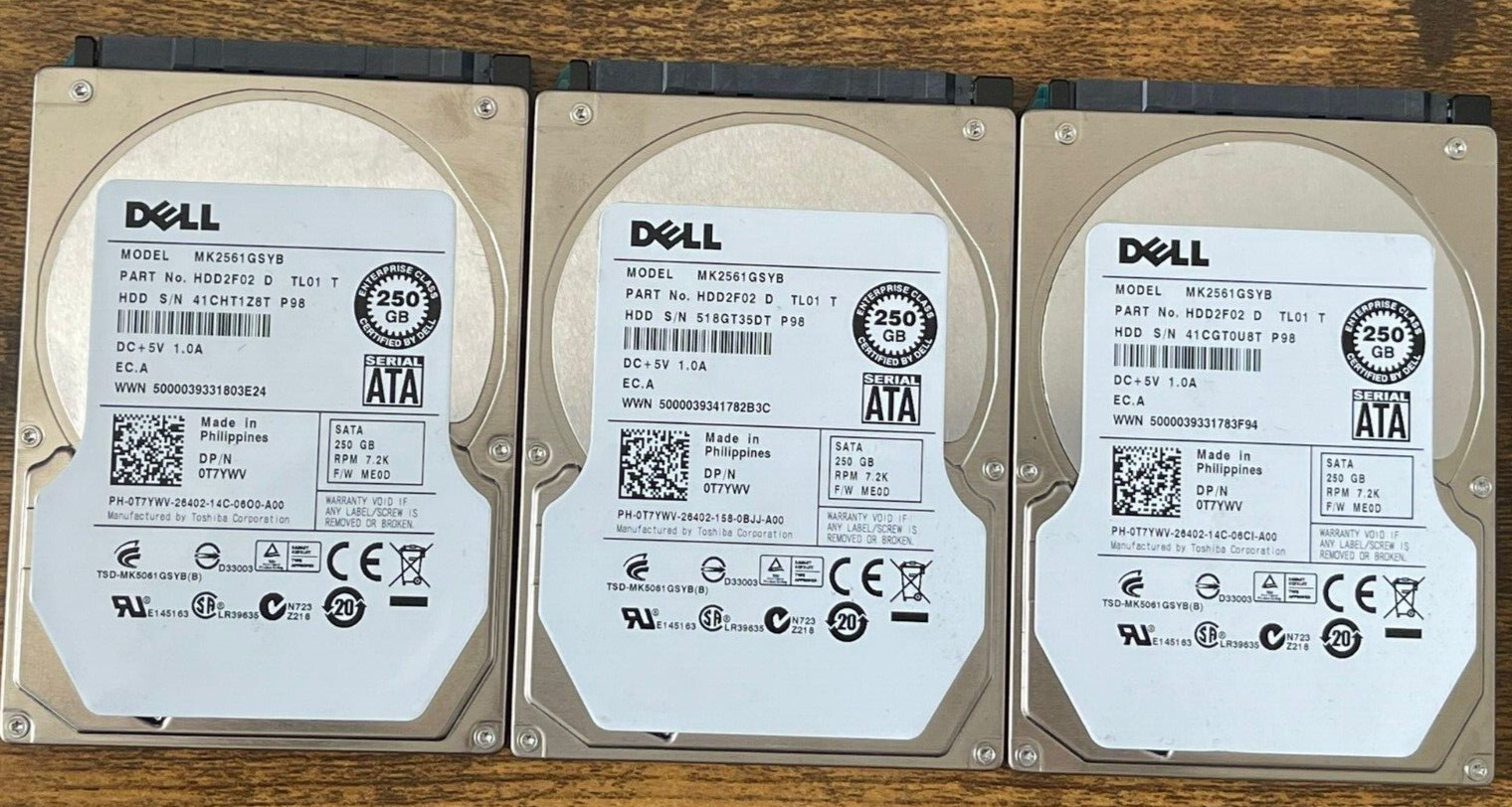 3xT7YWV Dell 250GB 7200RPM SATA 3Gbps 16MB Cache 2.5-inch Internal Hard Drive