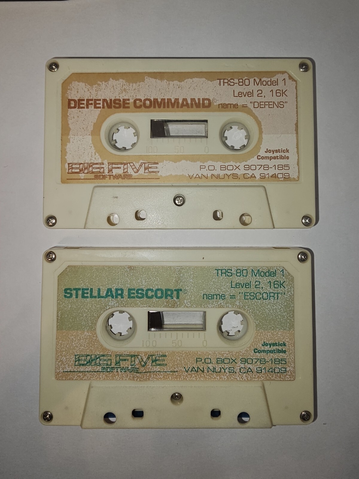 Tandy TRS 80 Game lot Defense Command & Stellar Escort Model I & III Level 2 16K
