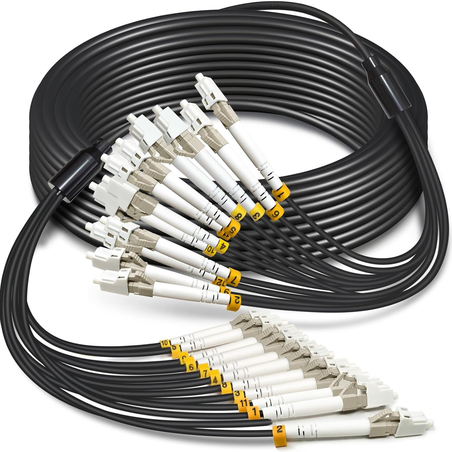 30 Meters 12 Core OM3 Multimode Industrial TPU LC to LC Outdoor Armored Fiber Pa