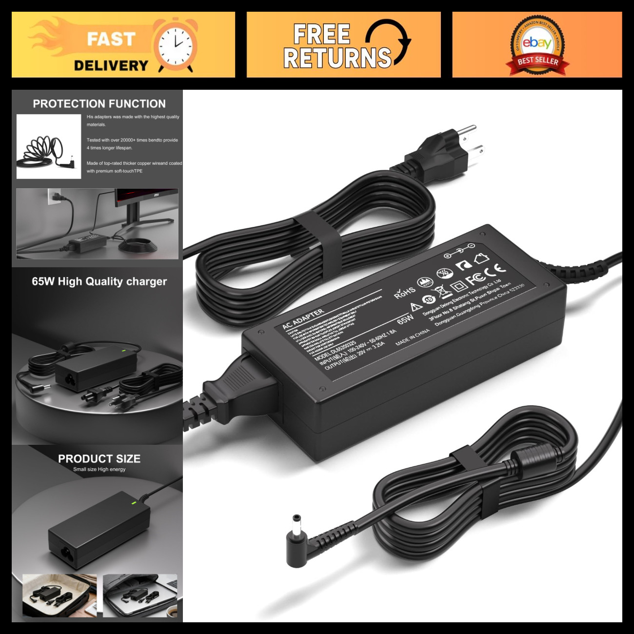 20V Power Adapter Charger for MSI Optix G241V G241 Monitors - High Performance,