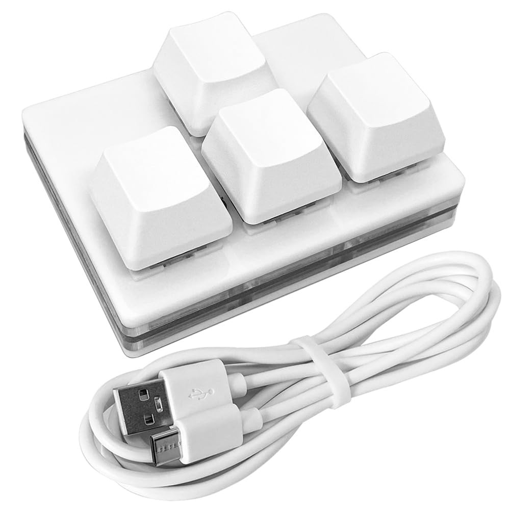 QINIZX USB Mini 4-Key Keypad One-Handed Mechanical Gaming Keyboard White
