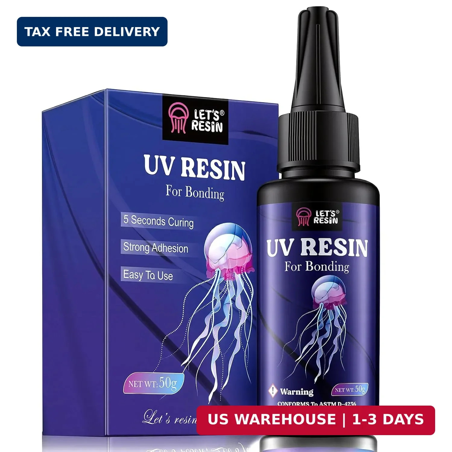 LET'S RESIN 50g Upgrade UV Resin for Bonding, Fast Curing in Seconds | Clear UV