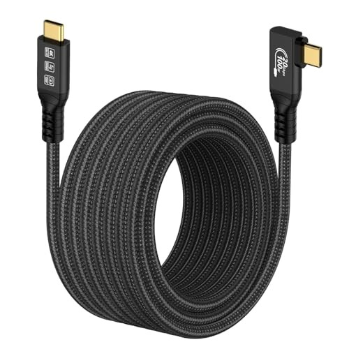 CABLEDECONN Long USB C 3.2 Gen-2 240W Extension 5M 16.5FT 5 m USB 3.2 90° Elbow