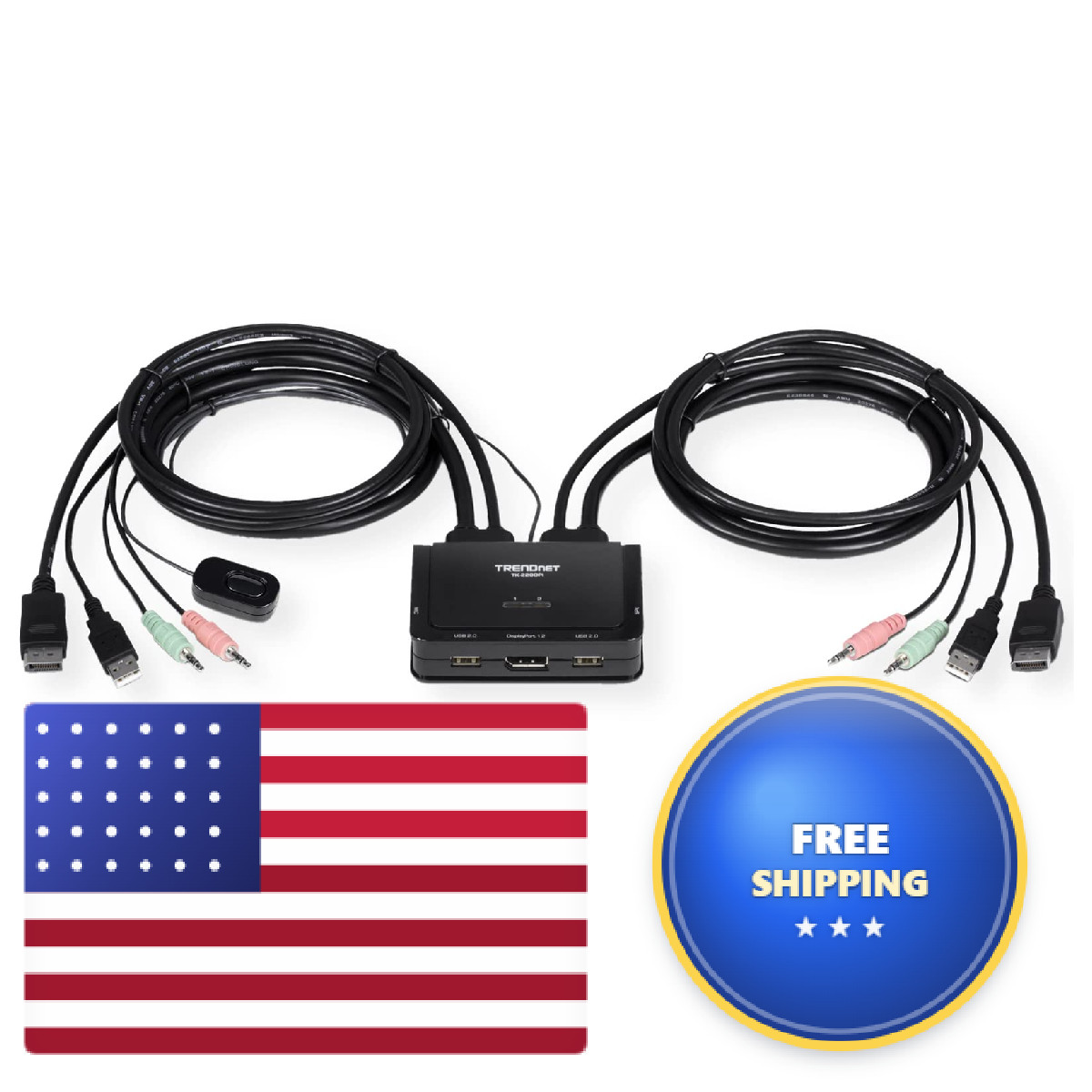 Trendnet 2-Port 4K Displayport 1.2 Kvm Switch Audio 4K Uhd 3840 X 216060Hz