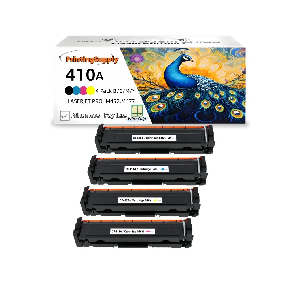 4PK BK/C/M/Y Toner For HP 410A CF410A - CF413A Color Laser Pro M452dn, M452dw