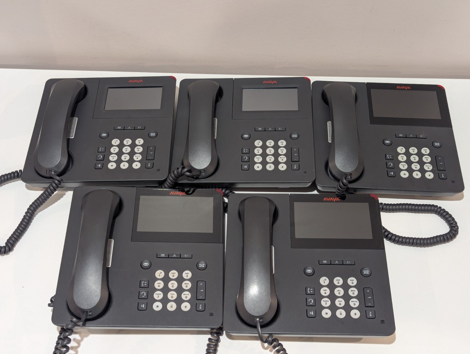 (5) Avaya 9621G Digital Gigabit VoIP Office Phone Color Touchscreen PoE