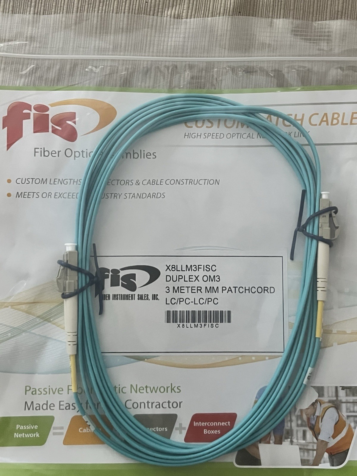 FIS NEW 3-meter LC/PC to LC/PC Duplex OM3 Multimode Fiber Optic Patch Cable