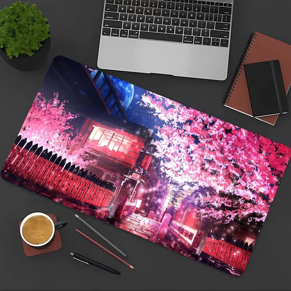 One Mousepad with a Cherry Blossom Full Moon Design, Large Gaming Mousepad - U