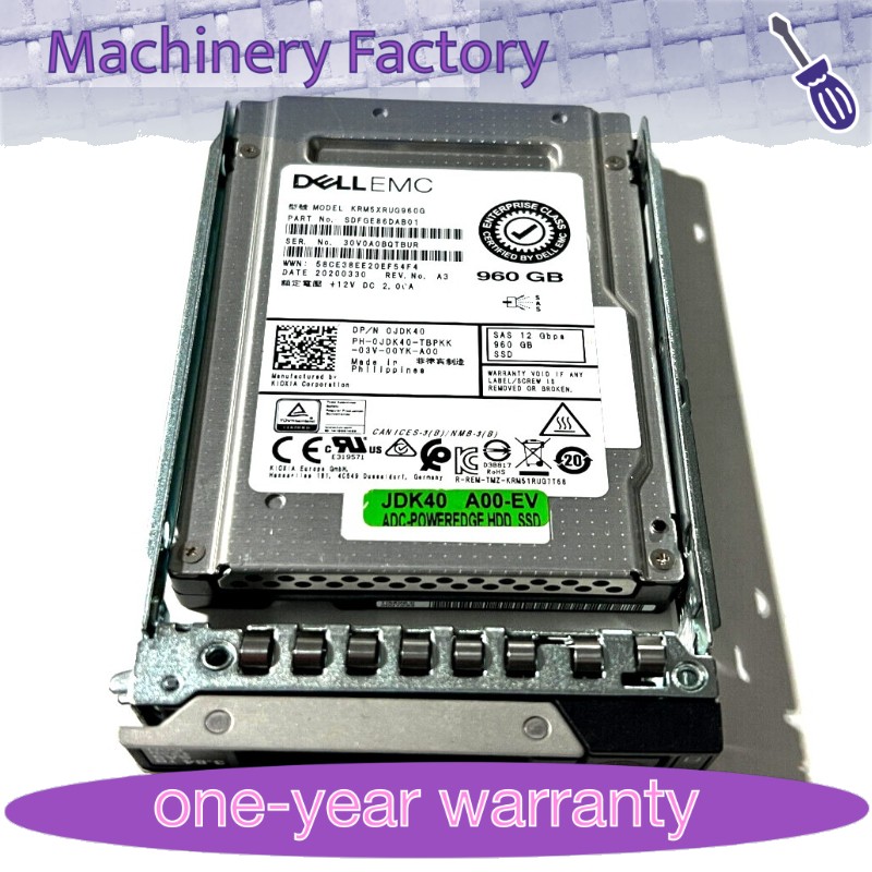 0JDK40 JDK40 DELL EMC ENTERPRISE 960GB 12Gb/s 2.5" SSD 14/15/16G KIT